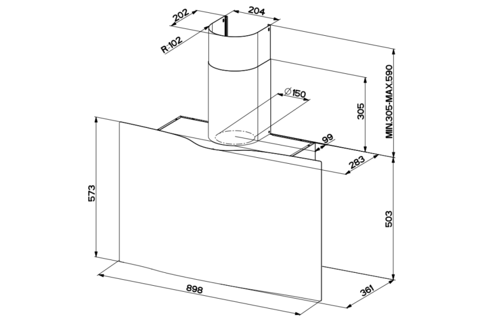 Вытяжка Faber настенная VEIL WH A90