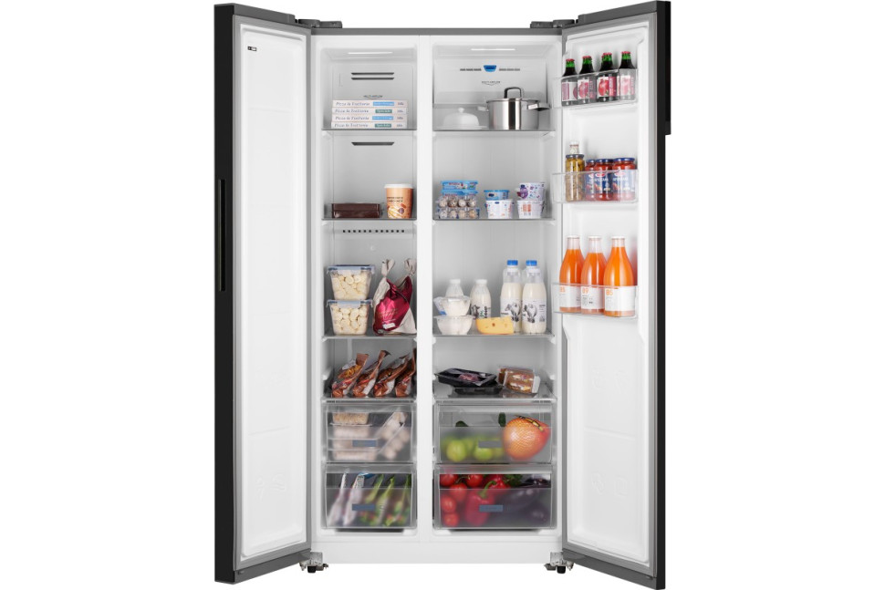 Отдельностоящий холодильник с инвертором Weissgauff WSBS 600 NoFrost Inverter Dark Grey Glass