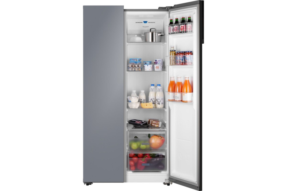 Отдельностоящий холодильник с инвертором Weissgauff WSBS 600 NoFrost Inverter Dark Grey Glass