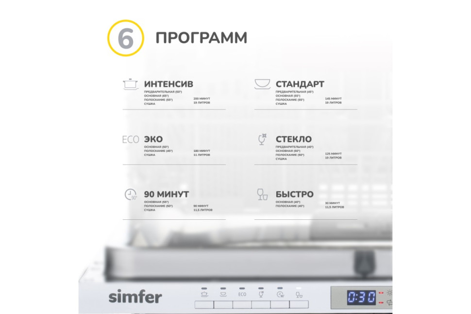 Встраиваемая посудомоечная машина Simfer DGB6601