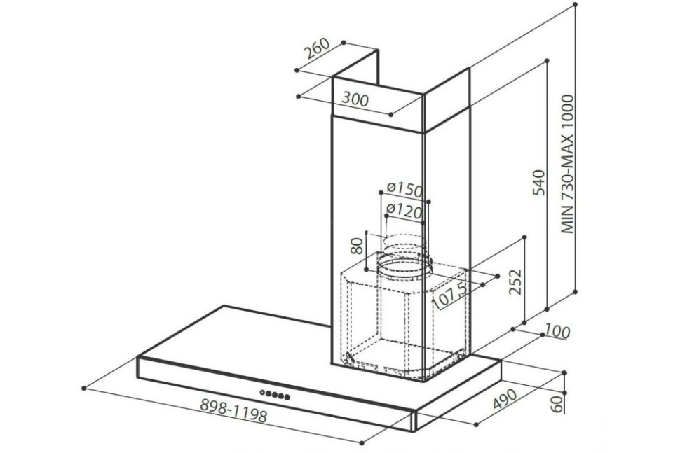 Вытяжка без купола Faber STILO SRM DX/SP A90 правая, 325.0518.928
