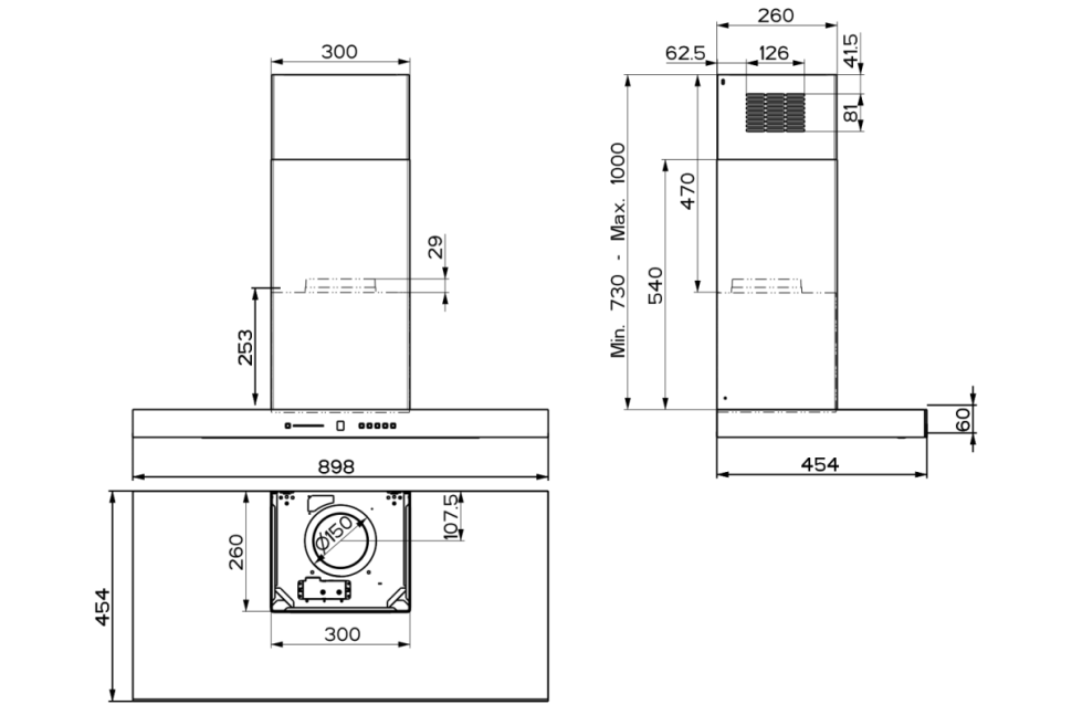 Вытяжка без купола Faber T-AIR KL A90 325.0615.702