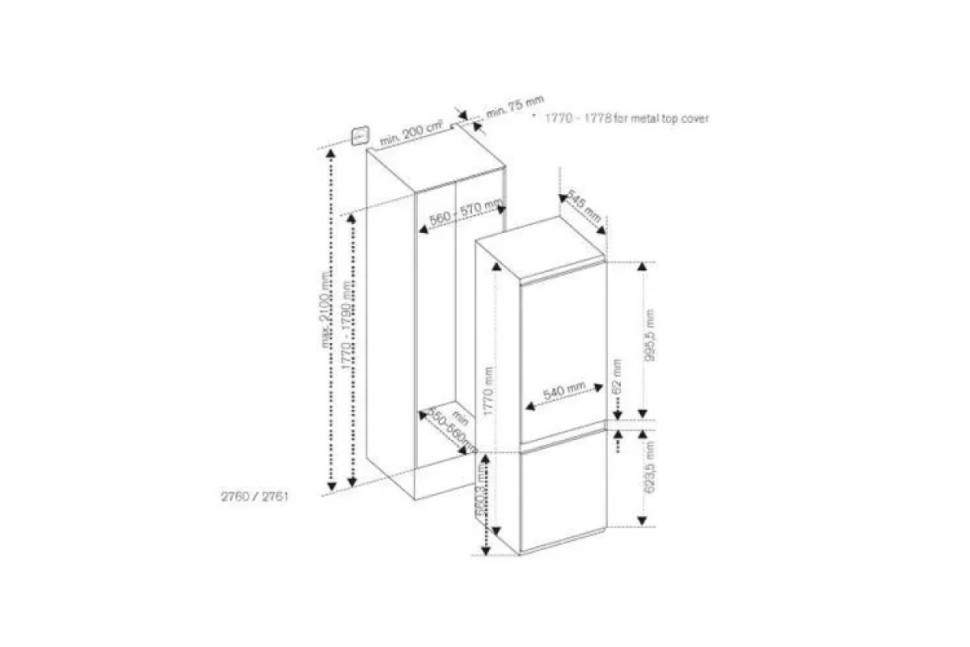 Встраиваемый холодильник Bertazzoni REF603BBNPVC/20
